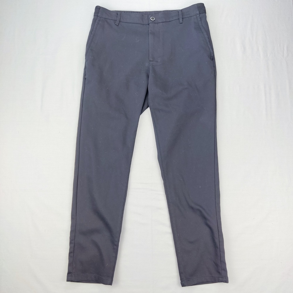 Zara Chinos Women Size M Black Trousers Slim Fit Flat Front Elastic Waist Side